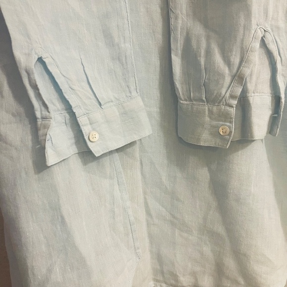 j. jill Love Linen Button Down Long Sleeve Shirt Light Blue Size M - Picture 6 of 9